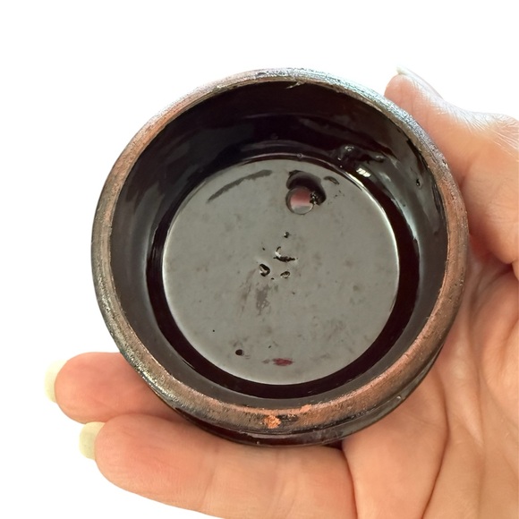 Vintage made in  England WWII Floral Enameled Brown Stoneware Teapot - Picture 4 of 7